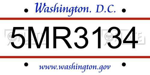 5MR3134 District Of Columbia License Plate