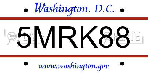 5MRK88 District Of Columbia License Plate