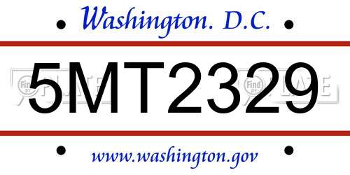 5MT2329 District Of Columbia License Plate