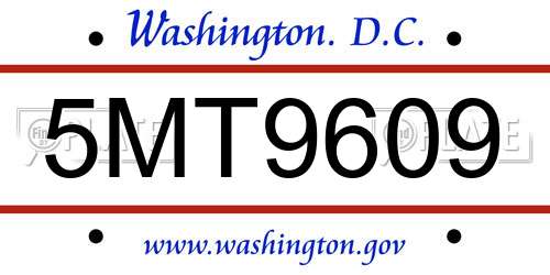 5MT9609 District Of Columbia License Plate