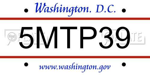 5MTP39 District Of Columbia License Plate