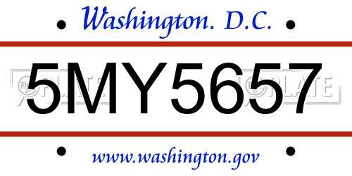 5MY5657 District Of Columbia License Plate