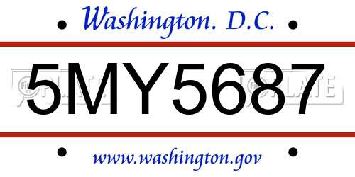 5MY5687 District Of Columbia License Plate