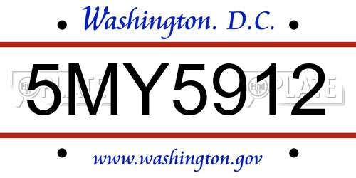 5MY5912 District Of Columbia License Plate