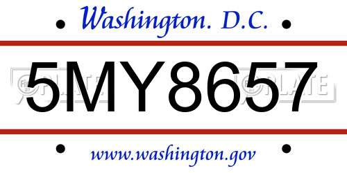 5MY8657 District Of Columbia License Plate