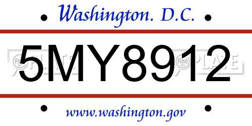 5MY8912 District Of Columbia License Plate