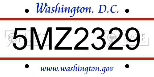 5MZ2329 District Of Columbia License Plate