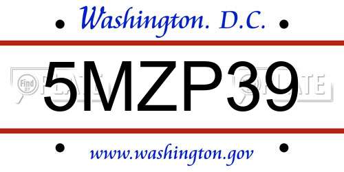 5MZP39 District Of Columbia License Plate