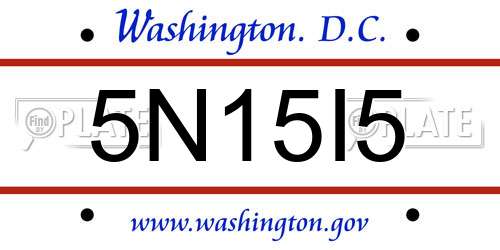 5N15I5 District Of Columbia License Plate