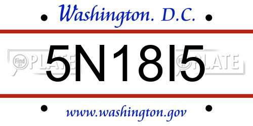 5N18I5 District Of Columbia License Plate