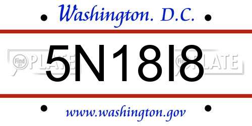 5N18I8 District Of Columbia License Plate