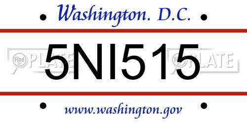 5NI515 District Of Columbia License Plate