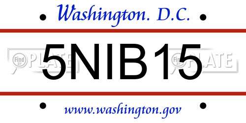 5NIB15 District Of Columbia License Plate