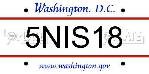 5NIS18 District Of Columbia License Plate