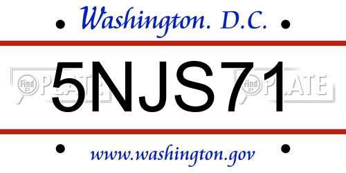 5NJS71 District Of Columbia License Plate