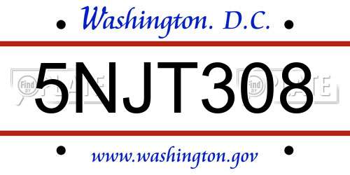 5NJT308 District Of Columbia License Plate