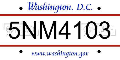 5NM4103 District Of Columbia License Plate