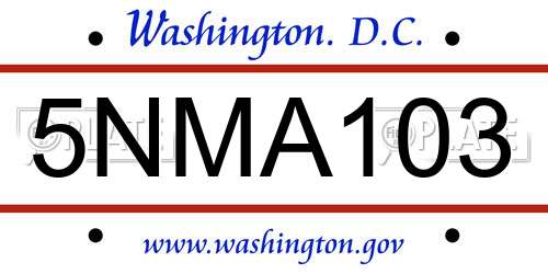 5NMA103 District Of Columbia License Plate