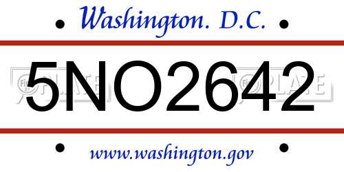 5NO2642 District Of Columbia License Plate