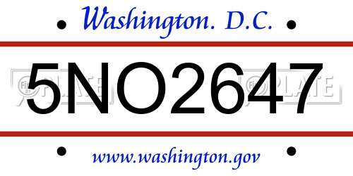 5NO2647 District Of Columbia License Plate