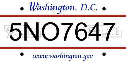 5NO7647 District Of Columbia License Plate