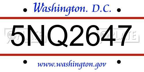 5NQ2647 District Of Columbia License Plate