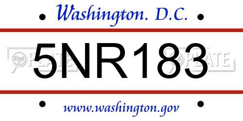 5NR183 District Of Columbia License Plate