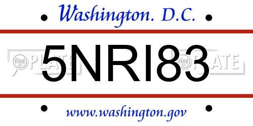 5NRI83 District Of Columbia License Plate