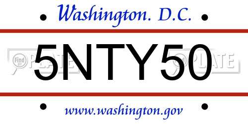 5NTY50 District Of Columbia License Plate