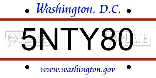 5NTY80 District Of Columbia License Plate