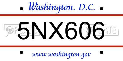 5NX606 District Of Columbia License Plate