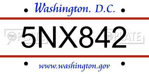 5NX842 District Of Columbia License Plate