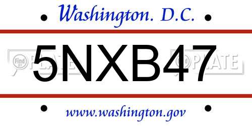 5NXB47 District Of Columbia License Plate