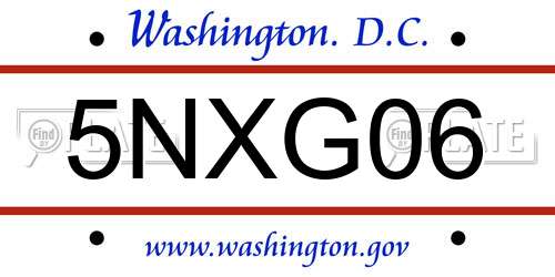 5NXG06 District Of Columbia License Plate