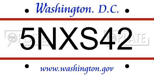 5NXS42 District Of Columbia License Plate
