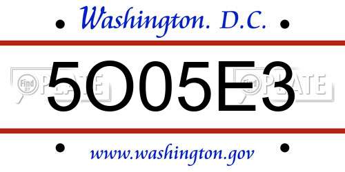 5O05E3 District Of Columbia License Plate