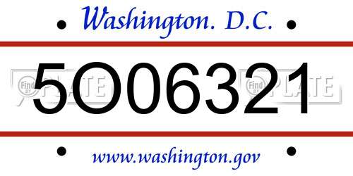 5O06321 District Of Columbia License Plate