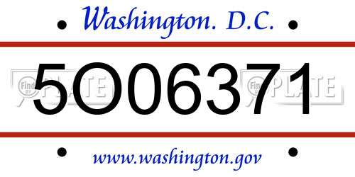 5O06371 District Of Columbia License Plate