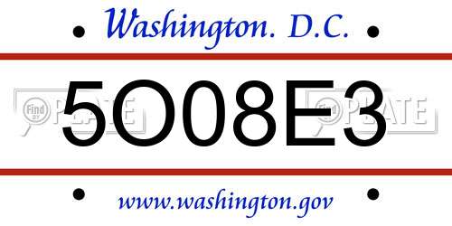 5O08E3 District Of Columbia License Plate