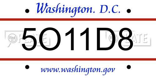 5O11D8 District Of Columbia License Plate