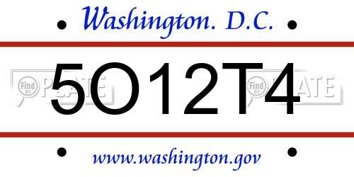 5O12T4 District Of Columbia License Plate