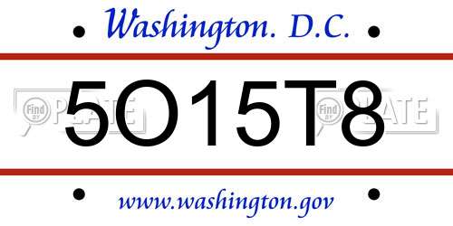 5O15T8 District Of Columbia License Plate