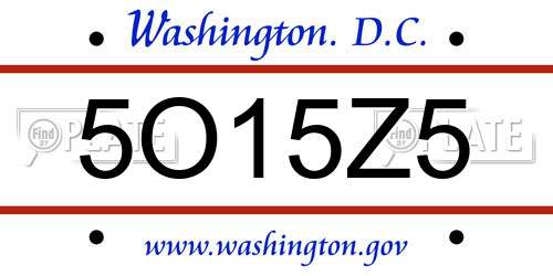 5O15Z5 District Of Columbia License Plate