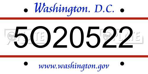 5O20522 District Of Columbia License Plate