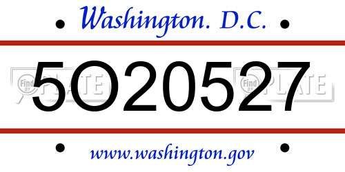 5O20527 District Of Columbia License Plate
