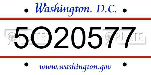 5O20577 District Of Columbia License Plate