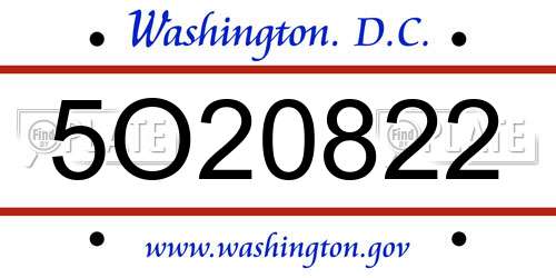 5O20822 District Of Columbia License Plate