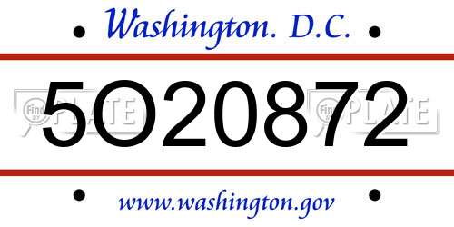 5O20872 District Of Columbia License Plate