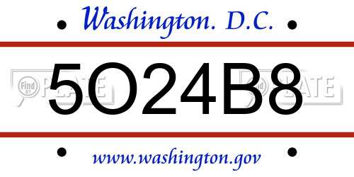 5O24B8 District Of Columbia License Plate