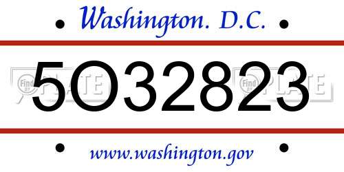 5O32823 District Of Columbia License Plate